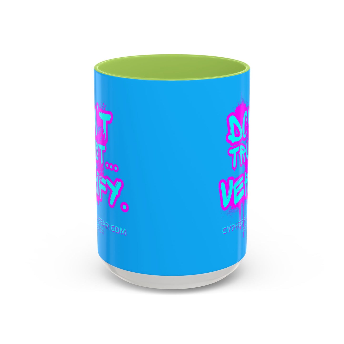 Don't Trust...Verify. Light Blue Accent Mug by cypherpunkgear.com