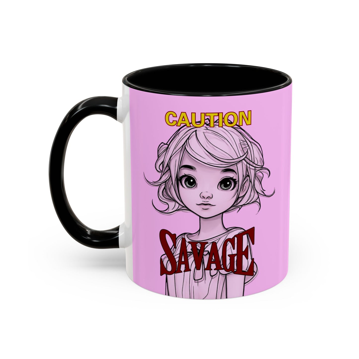 Caution, Savage Pink Accent Mug by cypherpunkgear.com