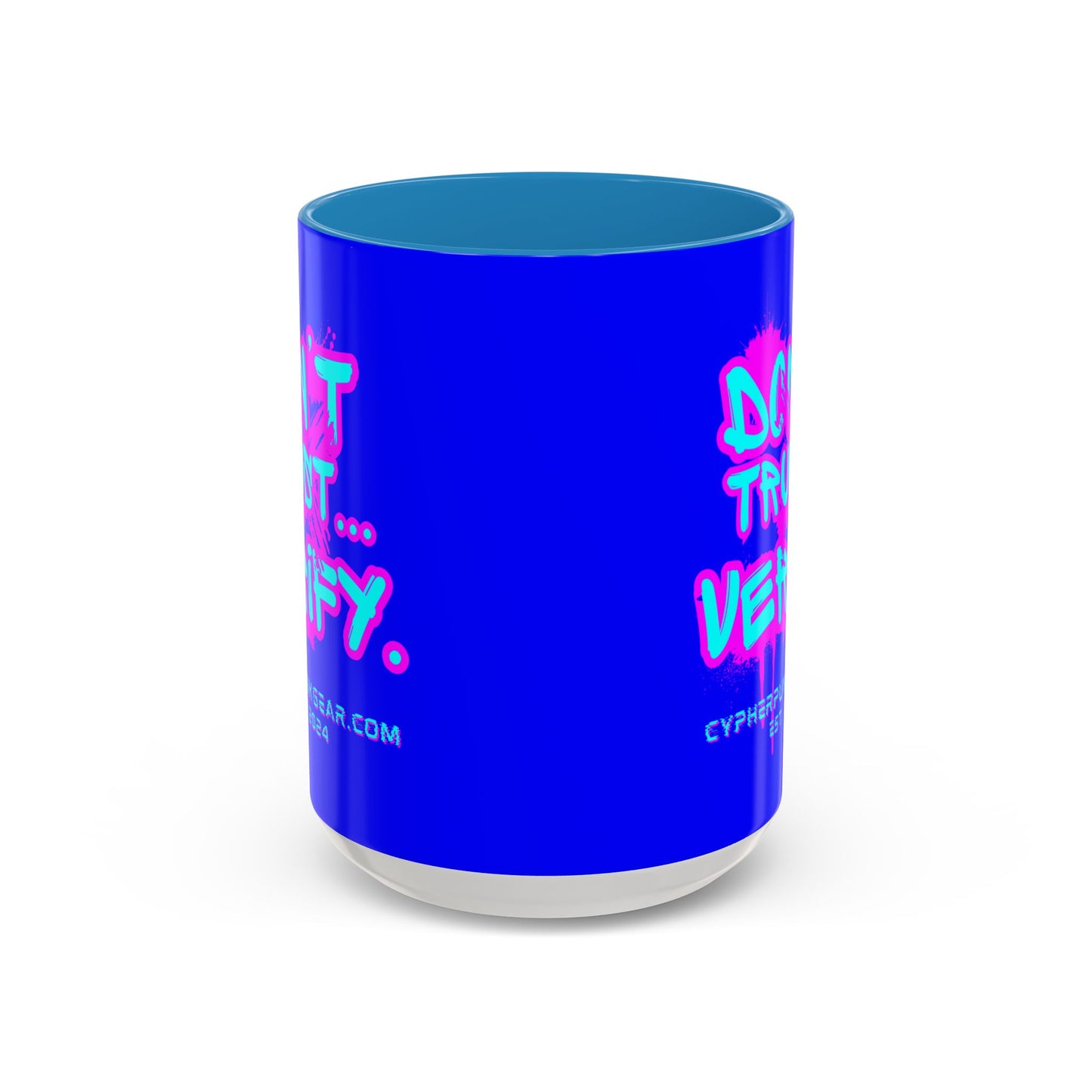 Don't Trust...Verify. Dark Blue Accent Mug by cypherpunkgear.com