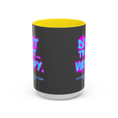 Don't Trust...Verify. Grey Accent Mug by cypherpunkgear.com