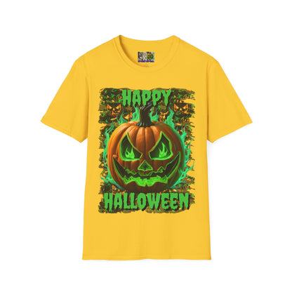 Happy Halloween Green Jack Light colors Unisex T-Shirt by CreepyCrafts.boo