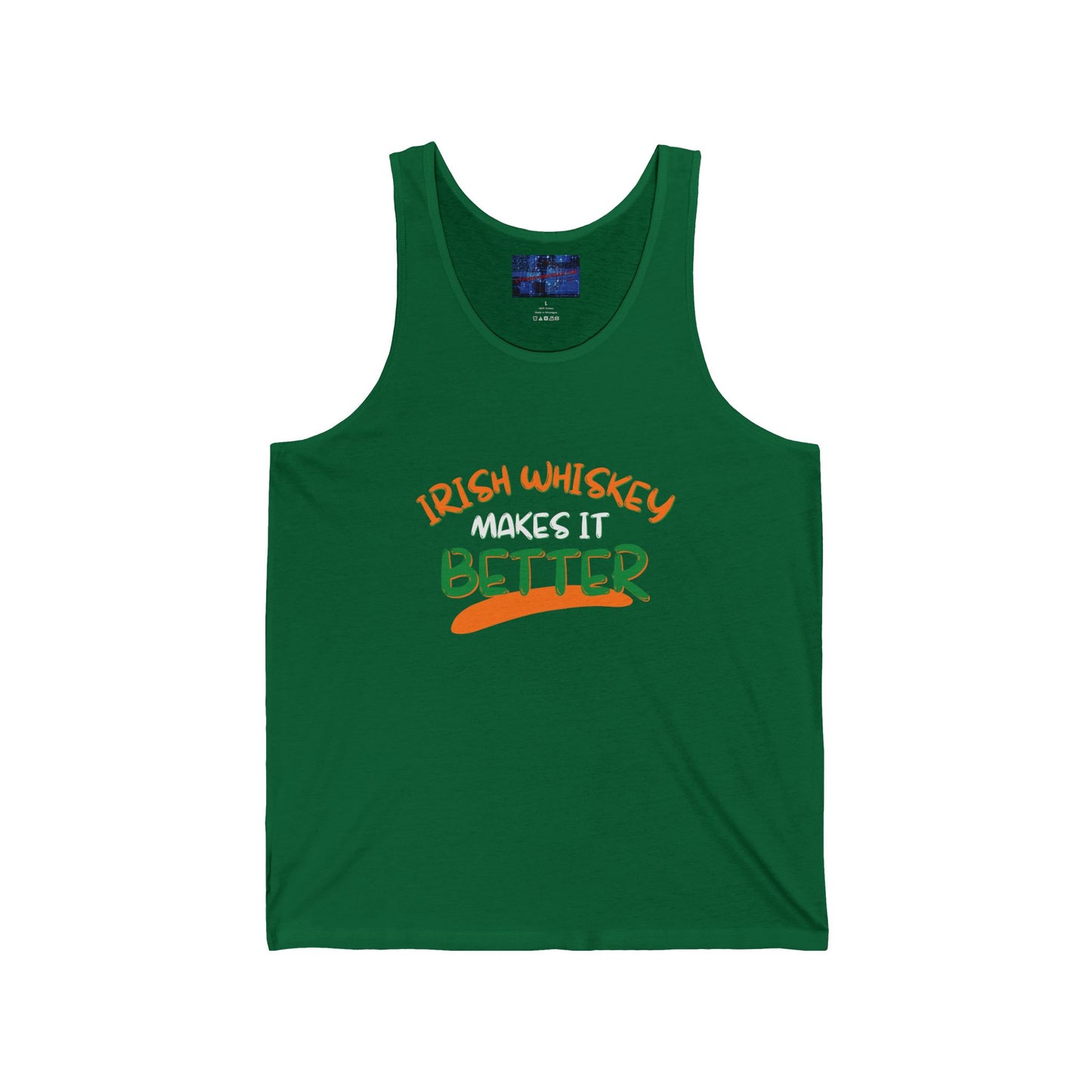 Irish Whiskey makes it better OWGfont Unisex Jersey Tank Top by cypherpunkgear.com