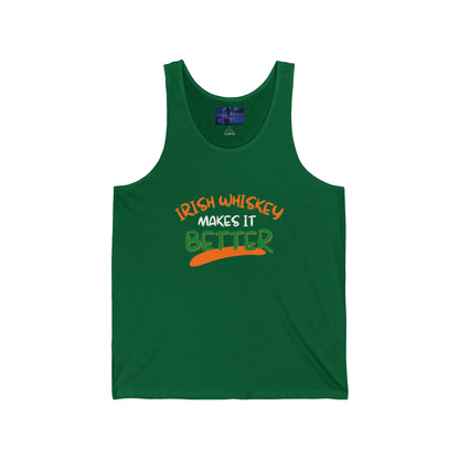Irish Whiskey makes it better OWGfont Unisex Jersey Tank Top by cypherpunkgear.com