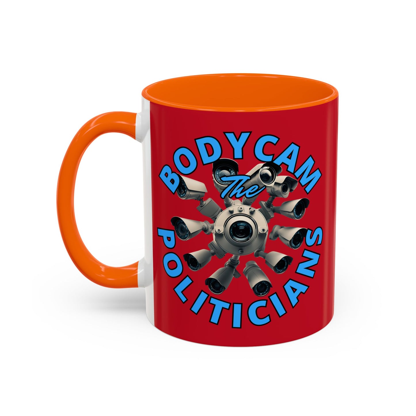 Bodycam the Politicians Cameras Red Accent Mug by cypherpunkgear.com