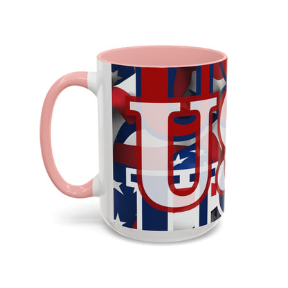 USA! USA! USA WHfont Patriot Accent Mug by cypherpunkgear