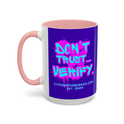Don't Trust...Verify. Dark Purple Accent Mug by cypherpunkgear.com