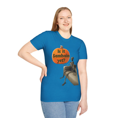 Is it Samhain yet? Skeleton's Pumpkin Dark colors Unisex T-Shirt by CreepyCrafts.boo