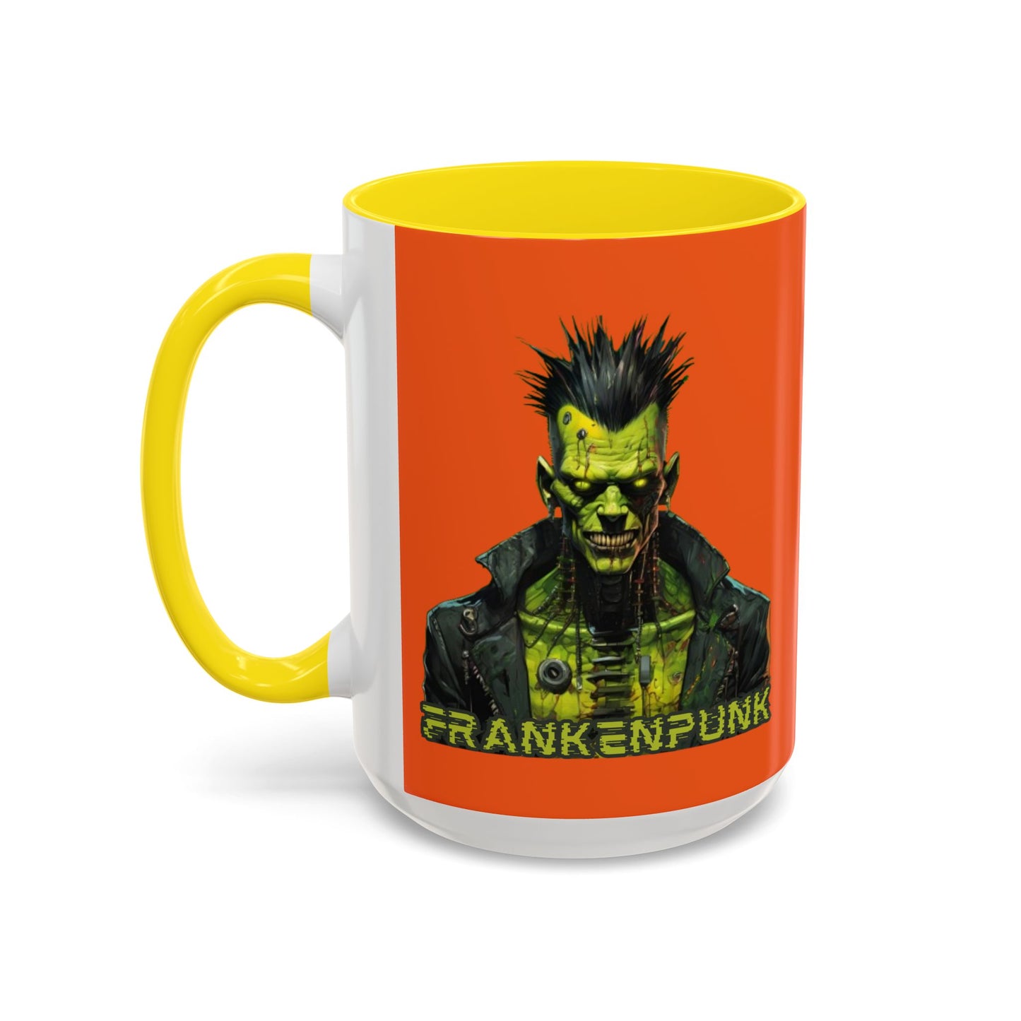 Frankenpunk Orange Accent Mug by CreepyCrafts.boo