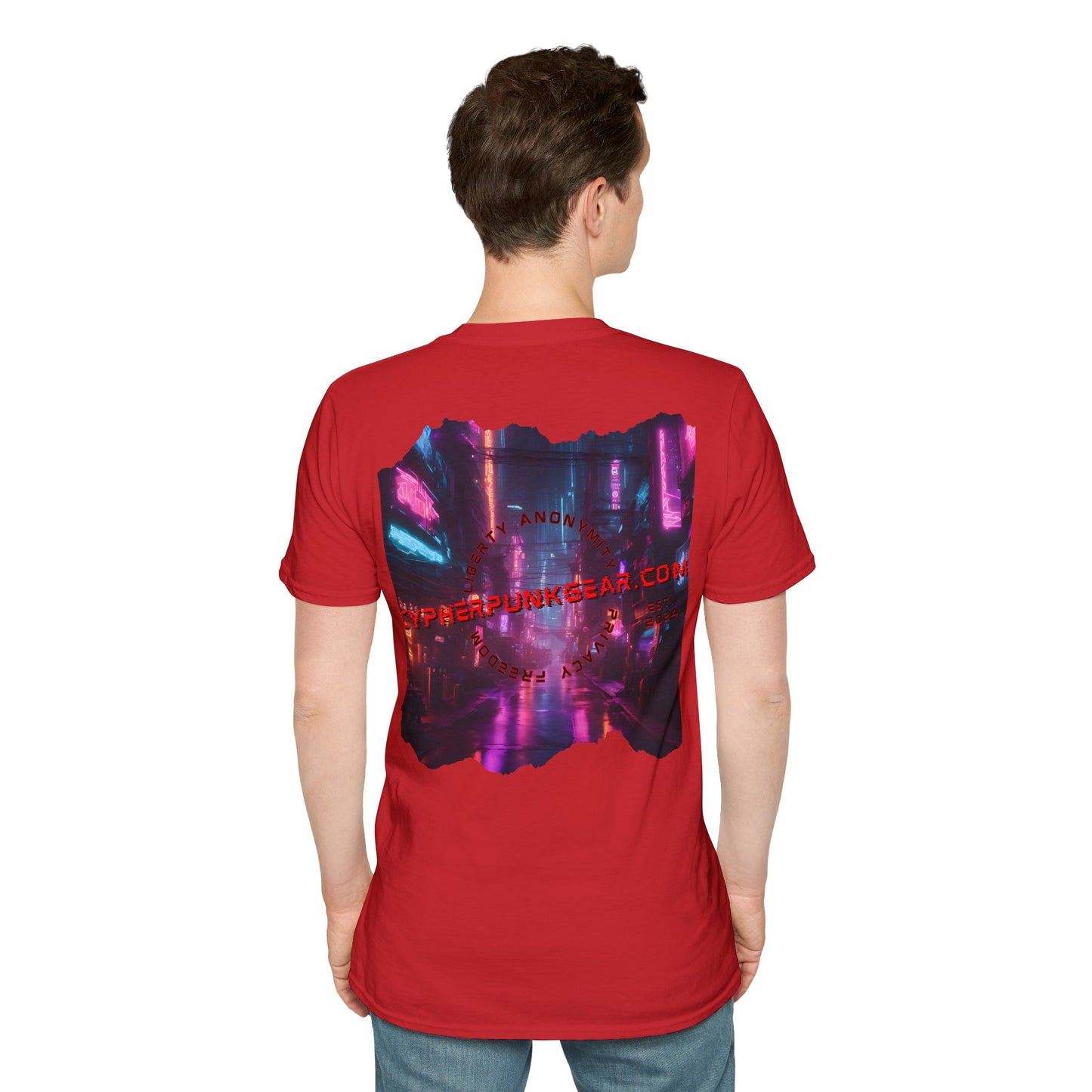 2-sided, cypherpunkgear.com Logo & Cityscape Light colors Unisex T-Shirt by cypherpunkgear.com