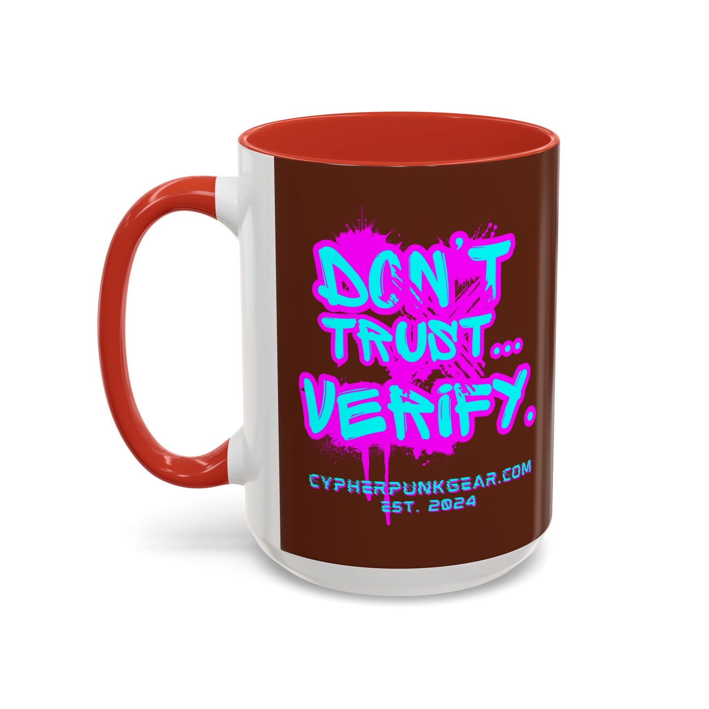 Don't Trust...Verify. Brown Accent Mug by cypherpunkgear.com