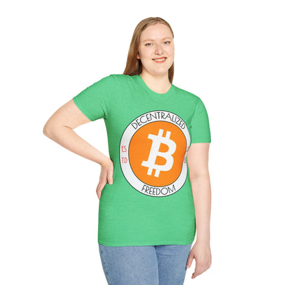 Bitcoin Decentralized Freedom Dark colors Unisex T-Shirt by cypherpunkgear.com