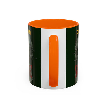 Caution, Savage Dark Green Accent Mug by cypherpunkgear.com