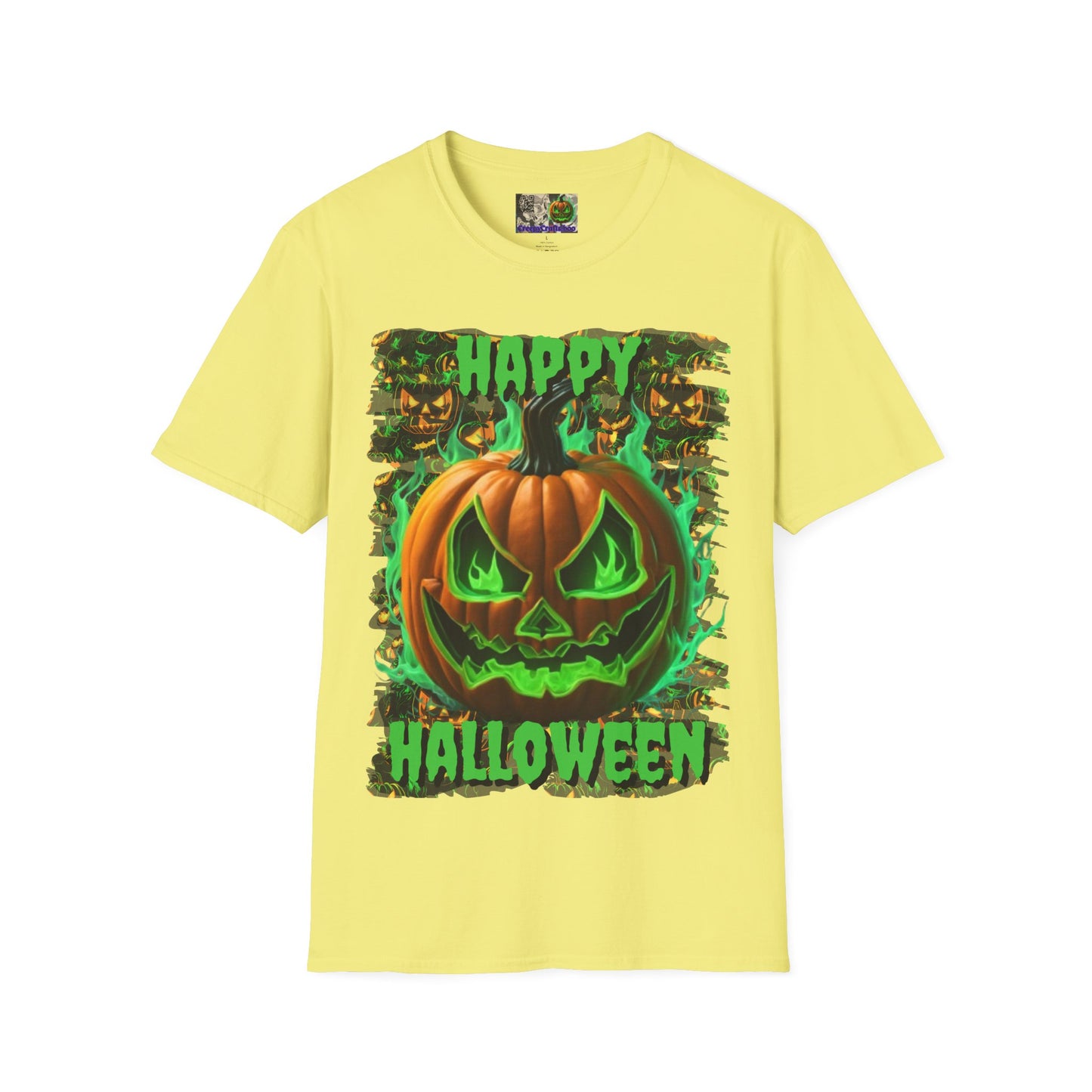 Happy Halloween Green Jack Light colors Unisex T-Shirt by CreepyCrafts.boo