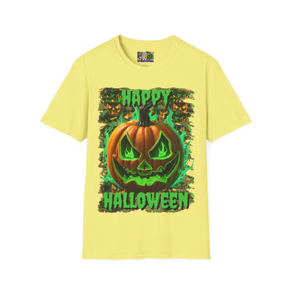 Happy Halloween Green Jack Light colors Unisex T-Shirt by CreepyCrafts.boo