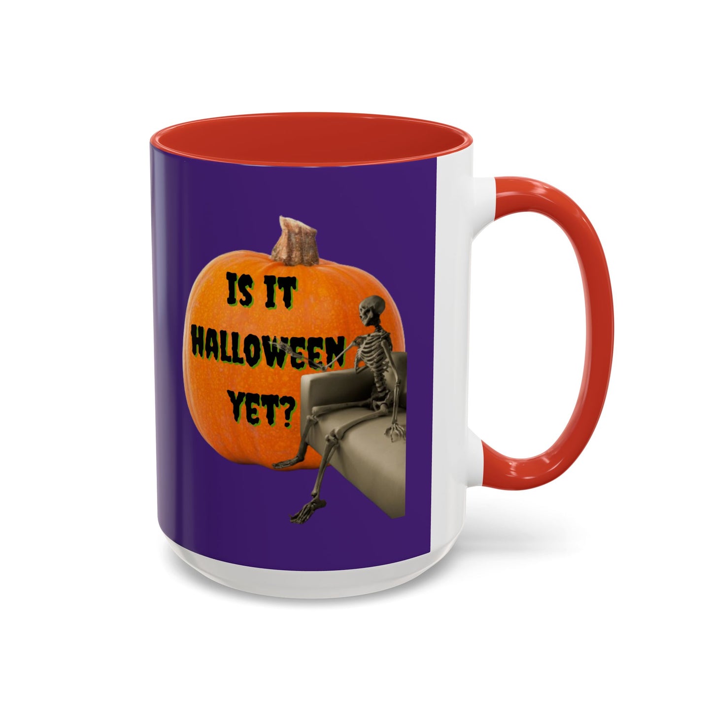 Is it Halloween yet? Skeleton's Giant Pumpkin Purple Accent Mug by CreepyCrafts.boo