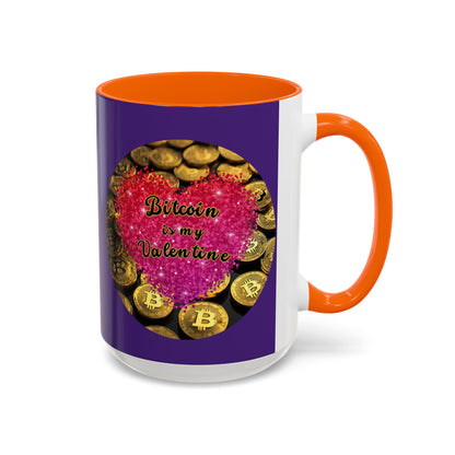Bitcoin is My Valentine Purple Accent Mug by cypherpunkgear.com