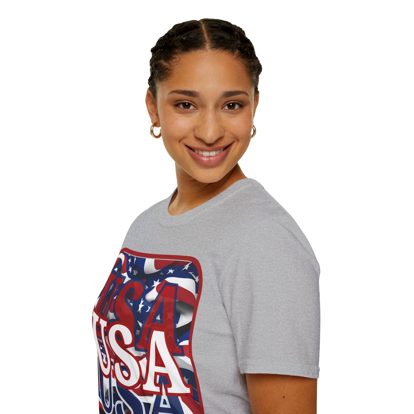 ¡EE.UU! ¡EE.UU! ¡EE.UU! ¡Patriota por cypherpunkgear! Camiseta unisex de estilo suave