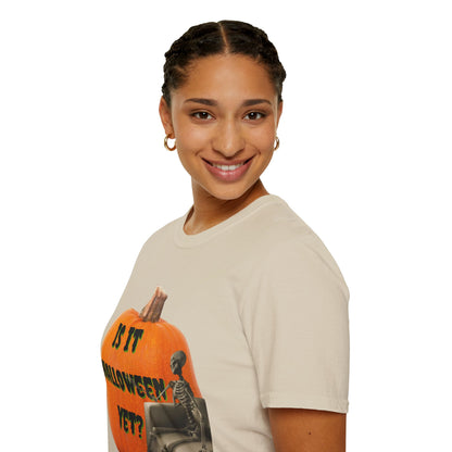 Is it Halloween yet? Skeleton's Giant Pumpkin Light colors Unisex T-Shirt by CreepyCrafts.boo