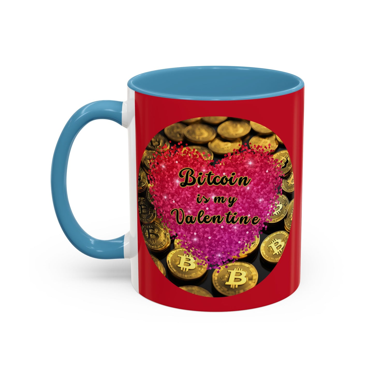 Bitcoin is My Valentine Red Accent Mug by cypherpunkgear.com