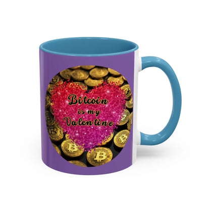 Bitcoin is My Valentine Light Purple Accent Mug by cypherpunkgear.com