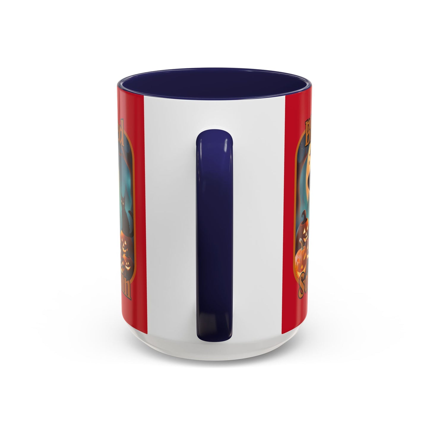 Blessed Samhain Cute Witch Orange font Red Accent Mug by CreepyCrafts.boo