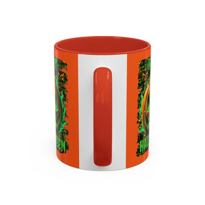 Happy Halloween Green Jack Orange Accent Mug by CreepyCrafts.boo