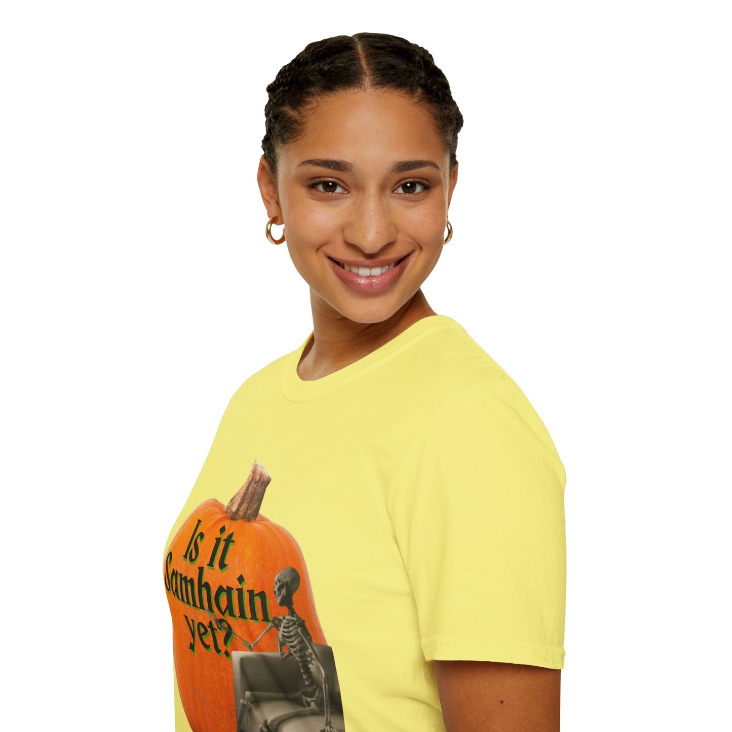 Is It Samhain Yet? Skeleton's Giant Pumpkin Light colors Unisex T-Shirt by CreepyCrafts.boo