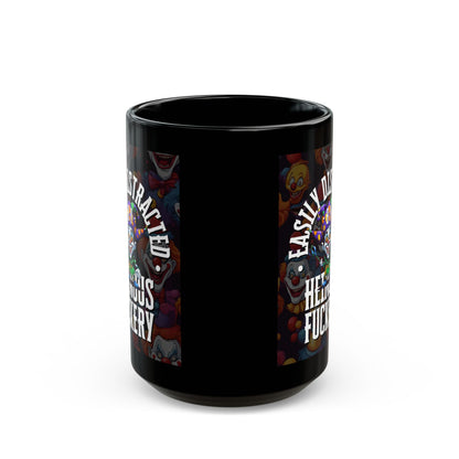 Easily Distracted by Heinous Fuckery Little Jincs Black Mug by cypherpunkgear.com