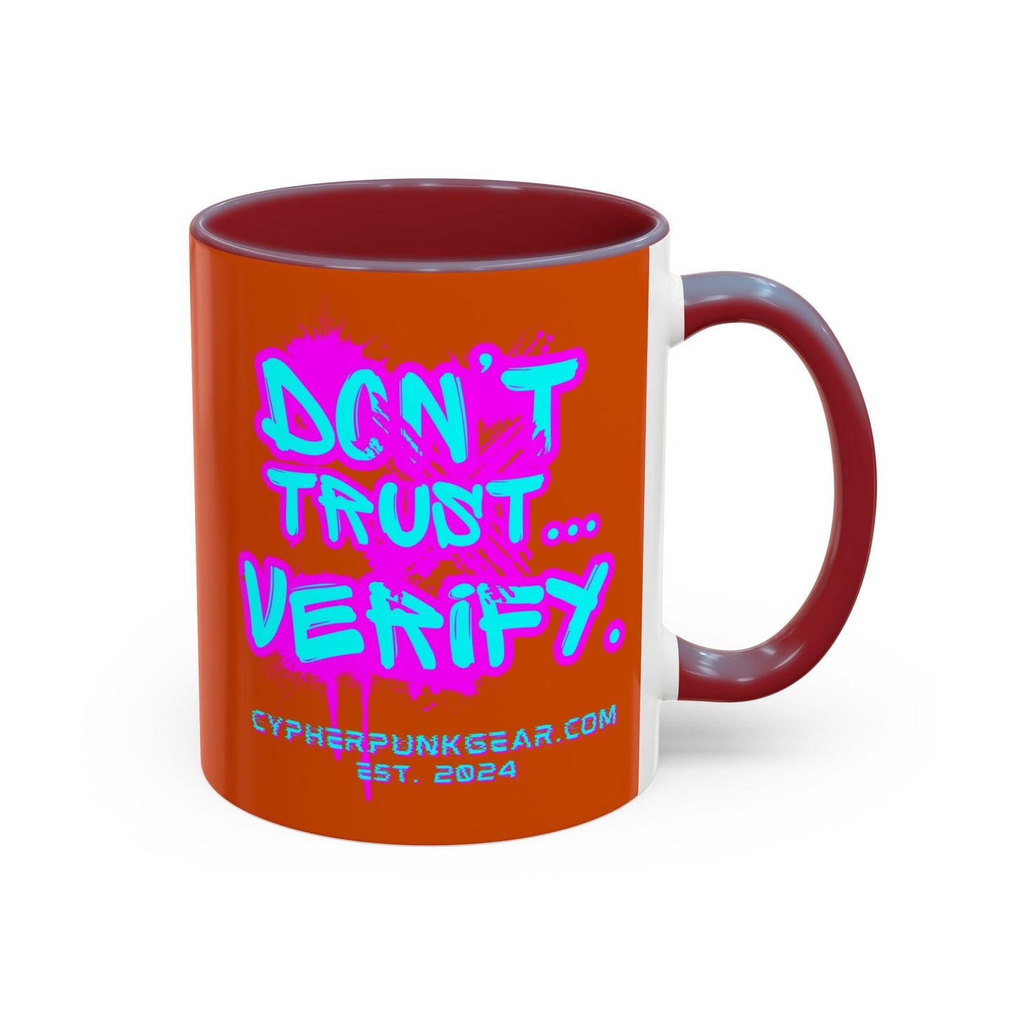 Don't Trust...Verify. Orange Accent Mug by cypherpunkgear.com