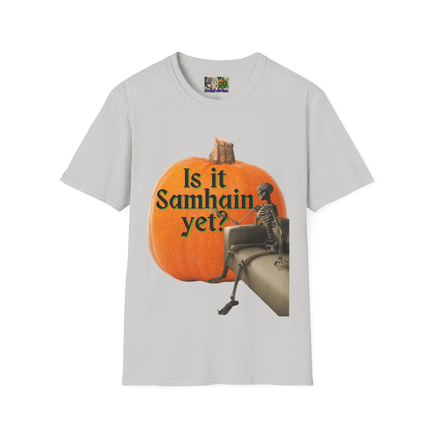 Is It Samhain Yet? Skeleton's Giant Pumpkin Light colors Unisex T-Shirt by CreepyCrafts.boo