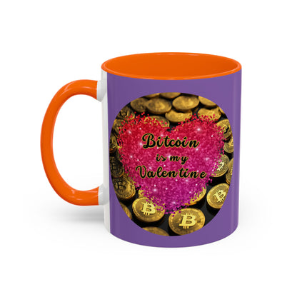 Bitcoin is My Valentine Light Purple Accent Mug by cypherpunkgear.com