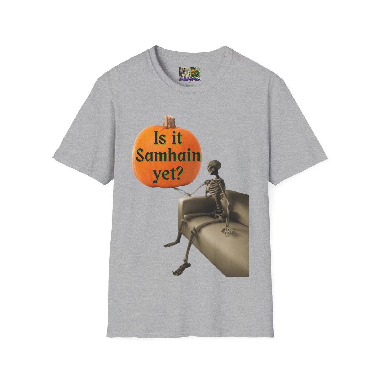 Is it Samhain yet? Skeleton's Pumpkin Light colors Unisex T-Shirt by CreepyCrafts.boo