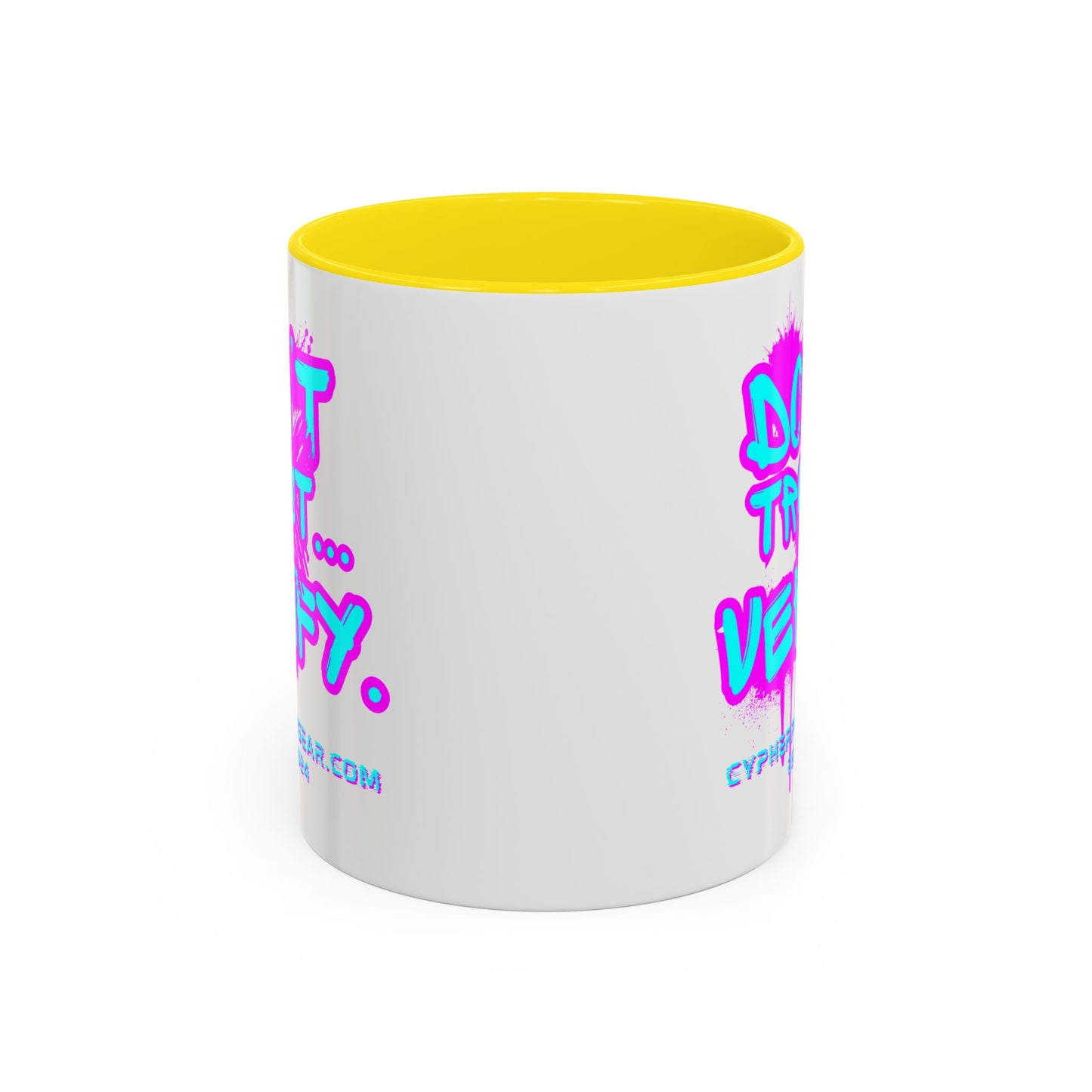 Don't Trust...Verify. White Accent Mug by cypherpunkgear.com