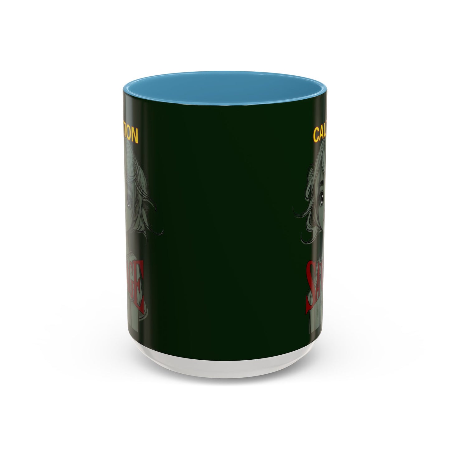 Caution, Savage Dark Green Accent Mug by cypherpunkgear.com