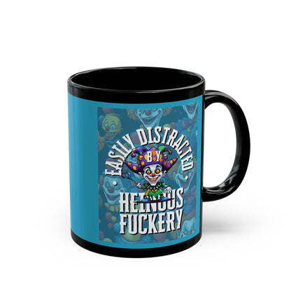 Easily Distracted by Heinous Fuckery Little Jinx Turquoise Mug by cypherpunkgear.com