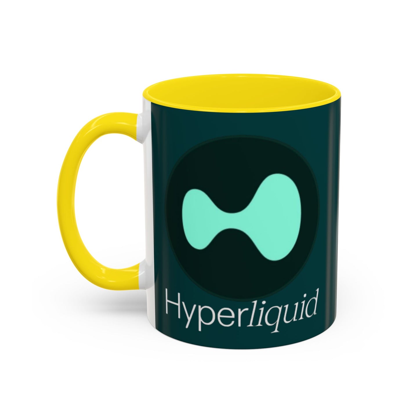 Hyperliquid White font Dark Hyperliquid Accent Mug by cypherpunkgear.com
