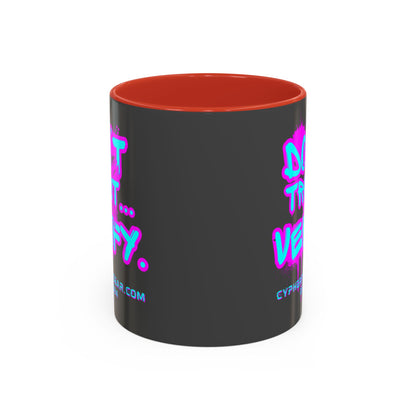 Don't Trust...Verify. Grey Accent Mug by cypherpunkgear.com