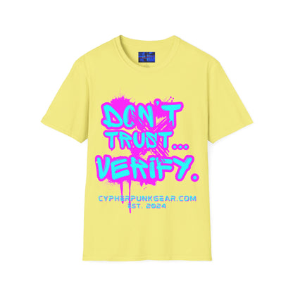 Don't Trust...Verify. Light colors Unisex T-Shirt by cypherpunkgear.com