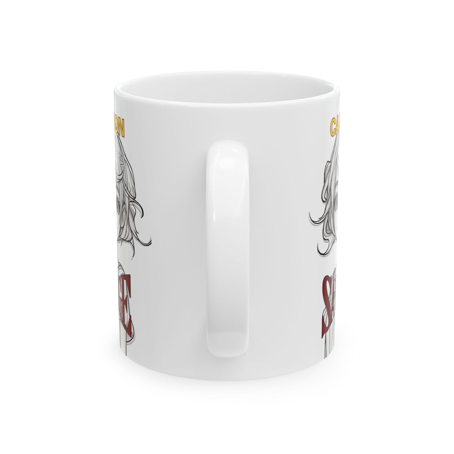 Caution, Savage White Mug by cypherpunkgear.com