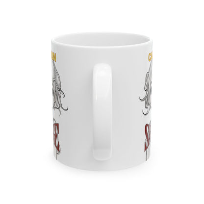 Caution, Savage White Mug by cypherpunkgear.com