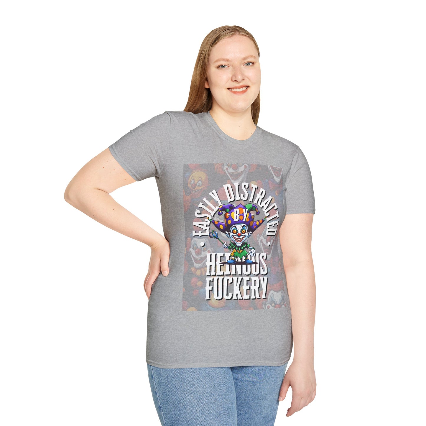Easily Distracted by Heinous Fuckery Little Jincs Light colors Unisex T-Shirt by cypherpunkgear.com