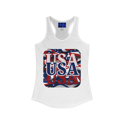 Red White and BLUE USA Patriot Women's Racerback Tank Top by cypherpunkgear.com