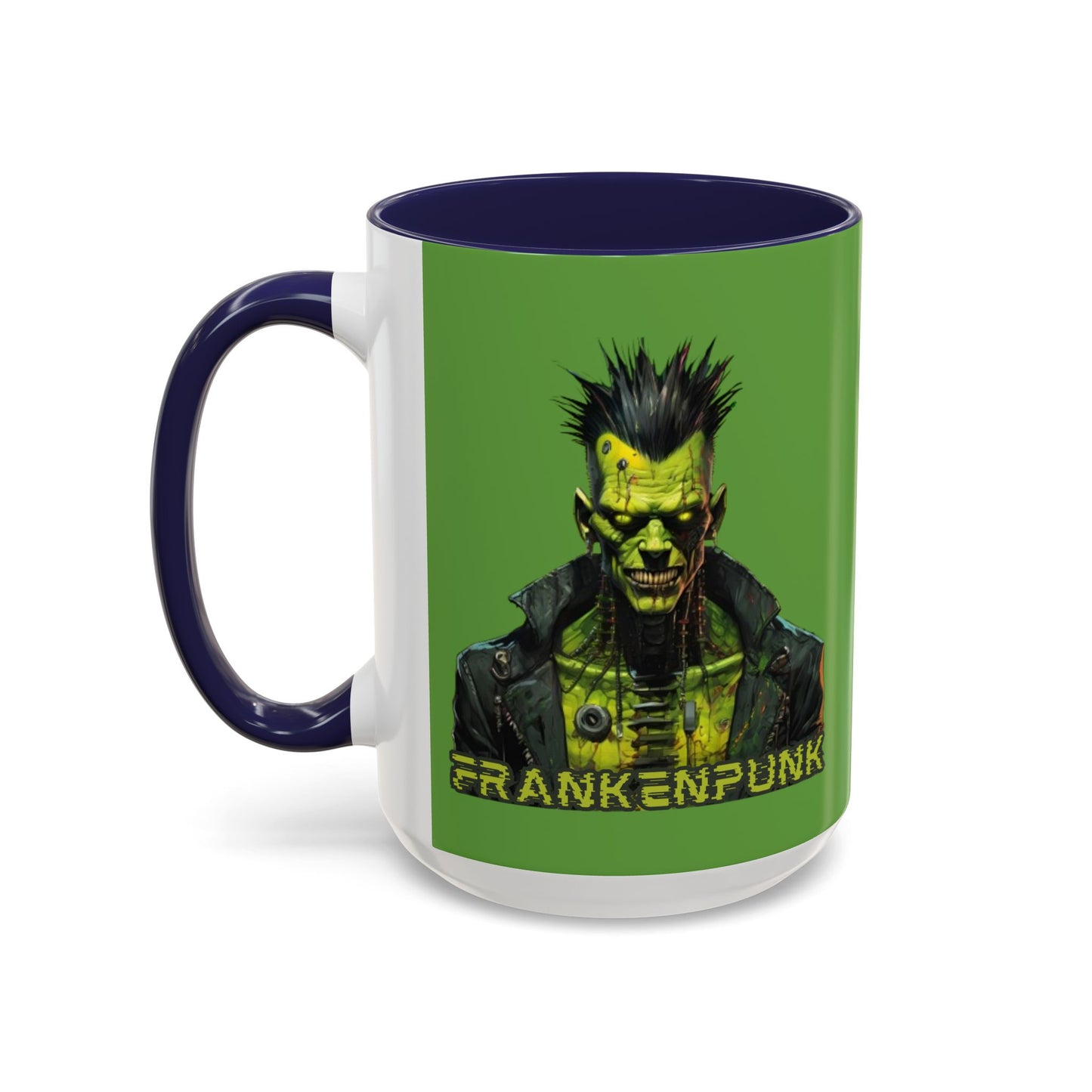 Frankenpunk Green Accent Mug by CreepyCrafts.boo