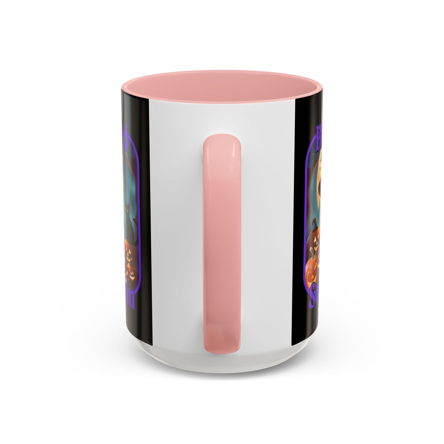 Blessed Samhain Cute Witch Purple font Black Accent Mug by CreepyCrafts.boo