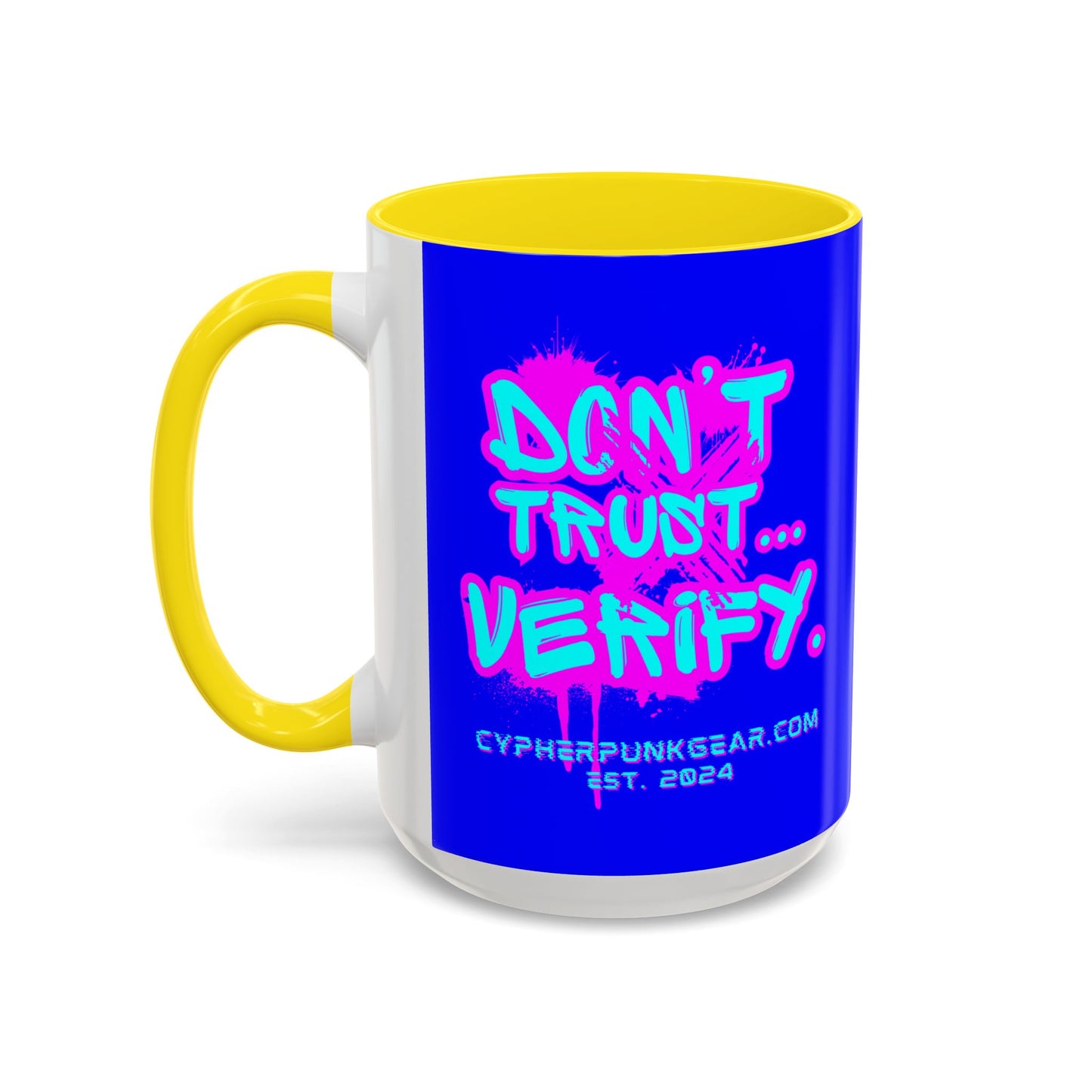 Don't Trust...Verify. Dark Blue Accent Mug by cypherpunkgear.com