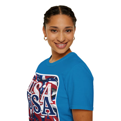 Red White and BLUE USA Patriot Dark colors Unisex T-Shirt by cypherpunkgear.com