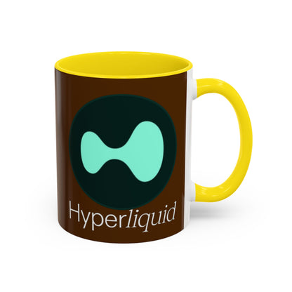 Hyperliquid White font Brown Accent Mug by cypherpunkgear.com