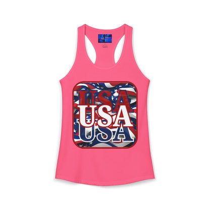Red WHITE and Blue USA Patriot Women's Racerback Tank Top by cypherpunkgear.com