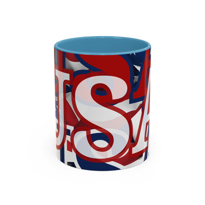 USA! USA! USA WHfont Patriot Accent Mug by cypherpunkgear