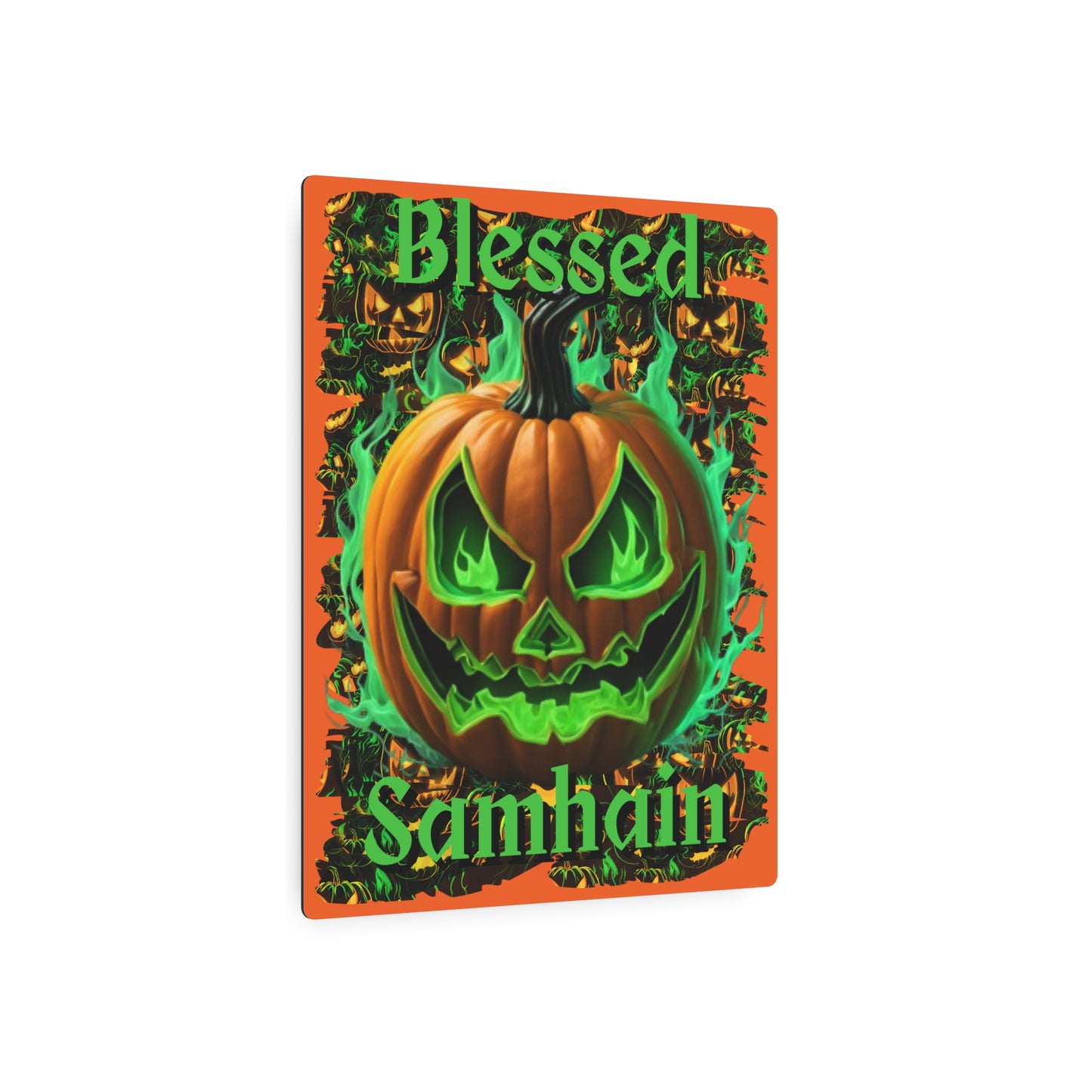 Blessed Samhain Green Jack Metal Art Sign by CreepyCrafts.boo
